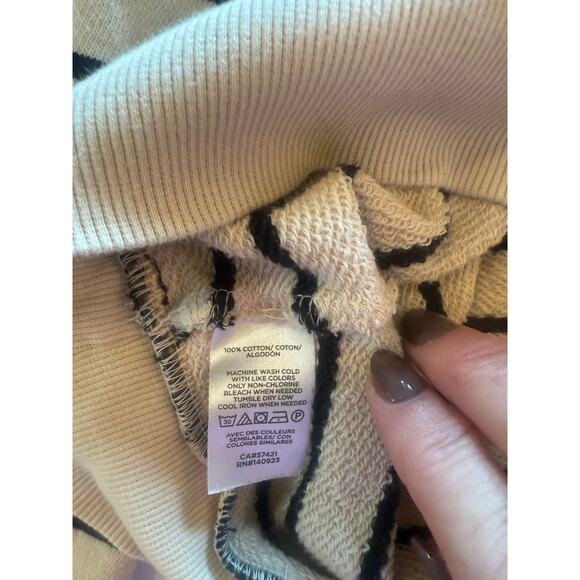 018 LOFT Women's Striped Quarter-zip Pullover Navy Cream Sweatshirt Sz M - Picture 4 of 6